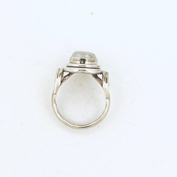 Vintage Estate Sterling Silver 925 Moonstone Ring Size 8.5 NB India 8.5g - Picture 4 of 11